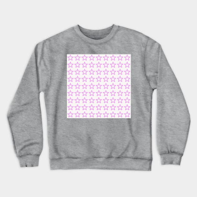 Pink star print on white, pink tee Crewneck Sweatshirt by bettyretro